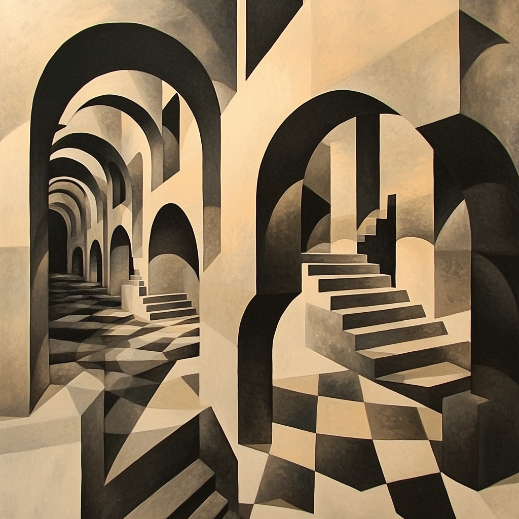 M.C. Escher Inspired Geometric Mirage Paint By Numbers
