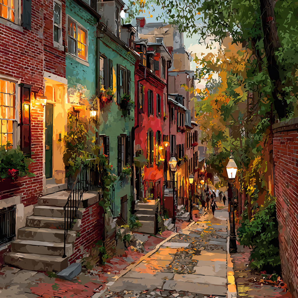 Beacon Hill Narrow Lanes Boston United States paint by color