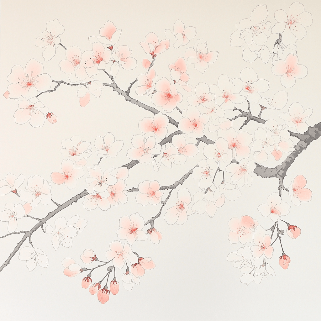 Utagawa Hiroshige Inspired Botanical Sketch In Japanese Paint By Numbers Kits