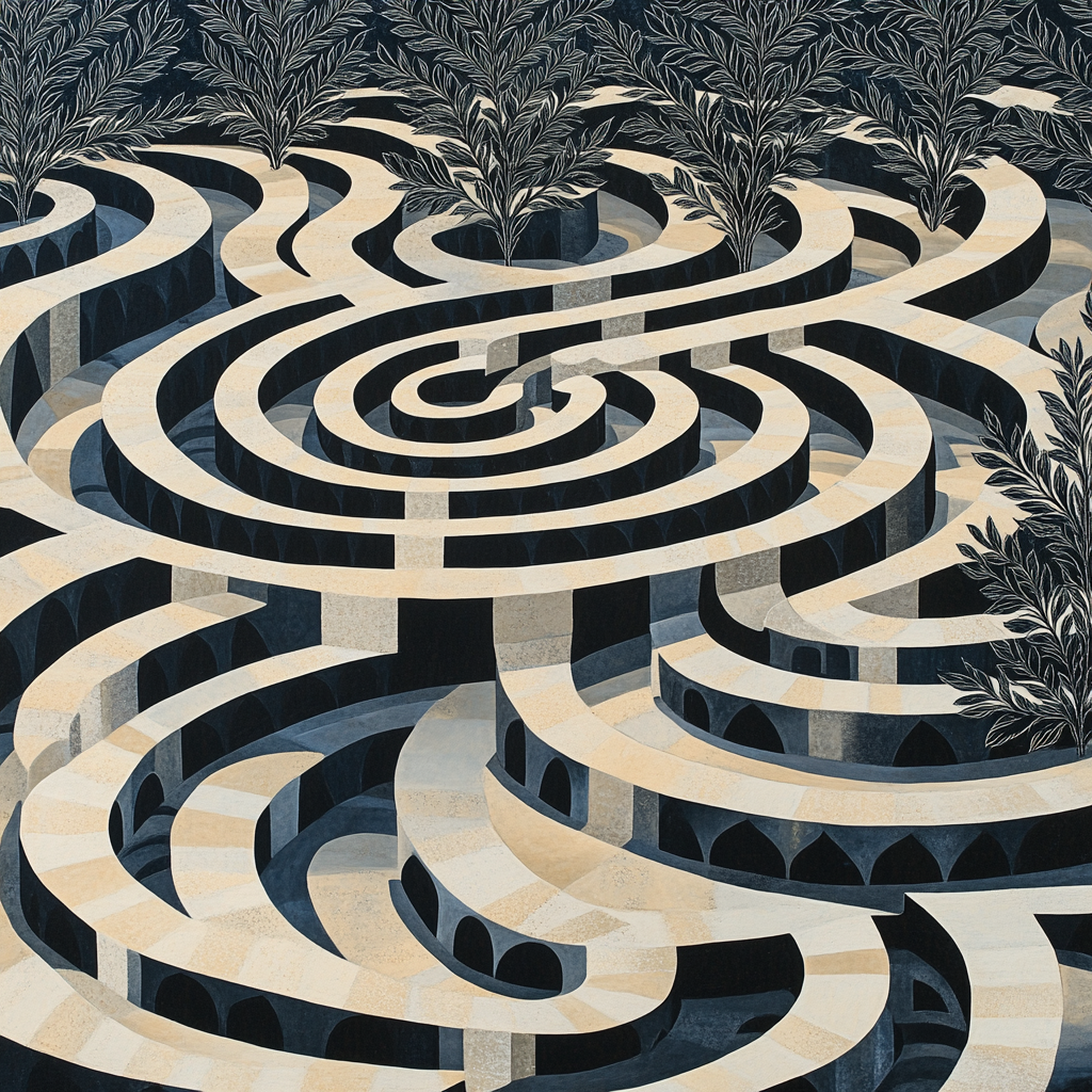 M.C. Escher Inspired Recursive Garden paint by color