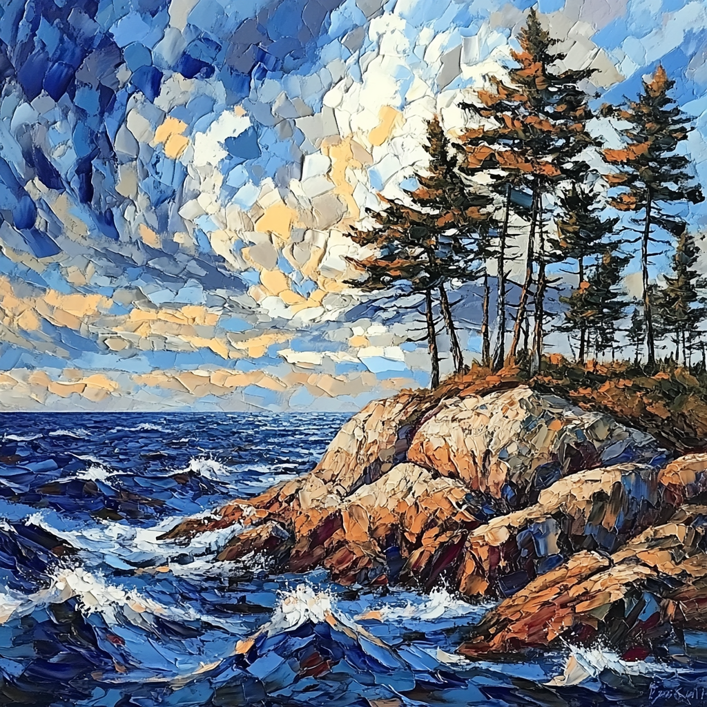 Arthur Lismer Inspired Windswept Pines On Georgian Bay Island Numbered painting kits