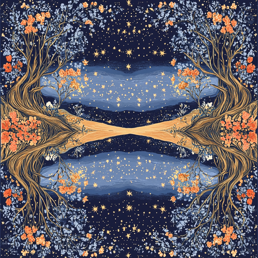 Frida Kahlo Inspired Mirror Of Roots And Stars paint by color