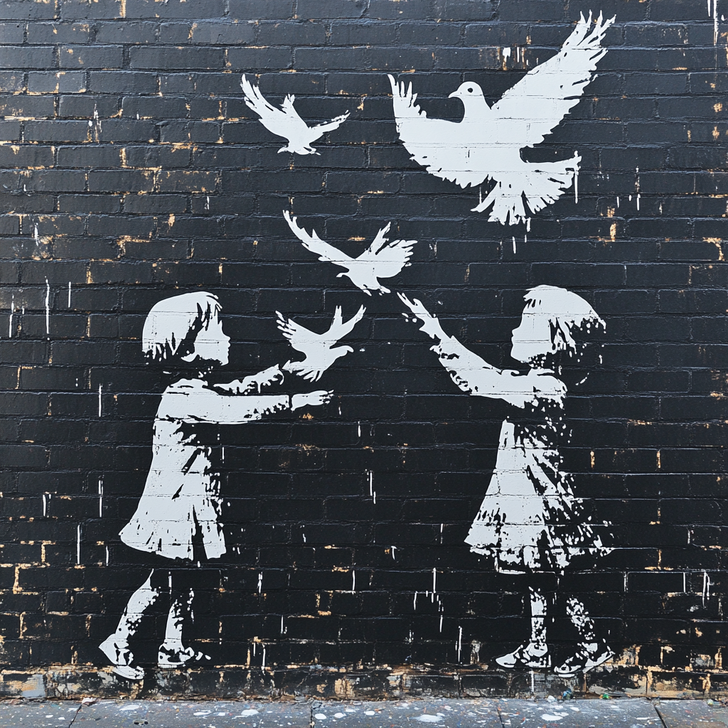 Banksy Inspired Peaceful Street Art paint by numbers