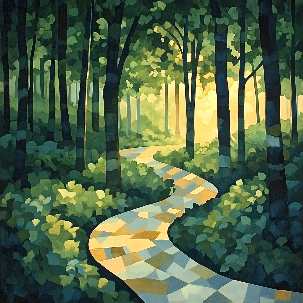 Paul Cézanne Inspired Mystic Forest Pathway paint by color