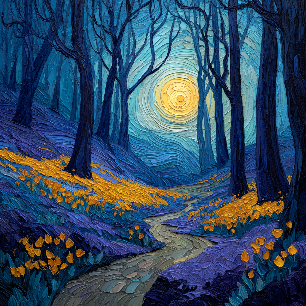 Van Gogh Inspired Forest Twilight Number painting