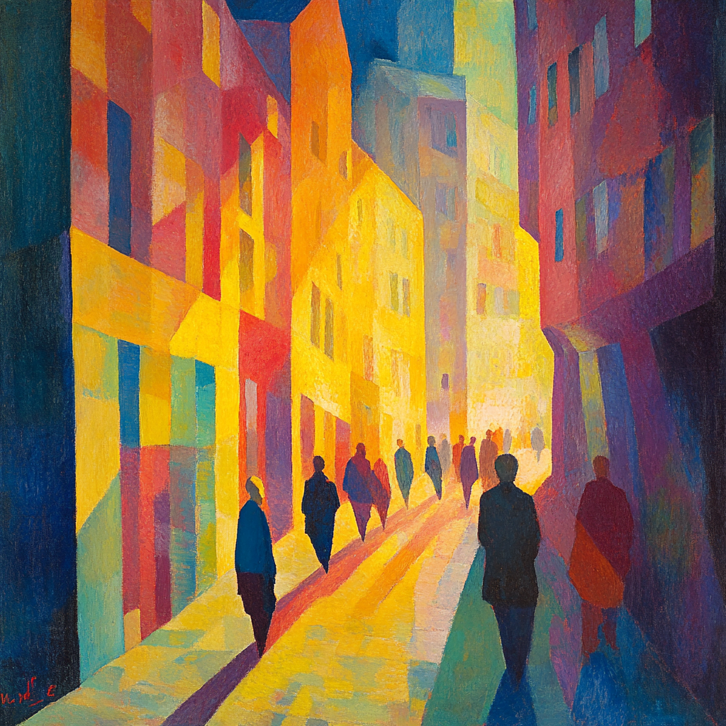 Auguste Macke Inspired Colorful Cityscape paint by numbers