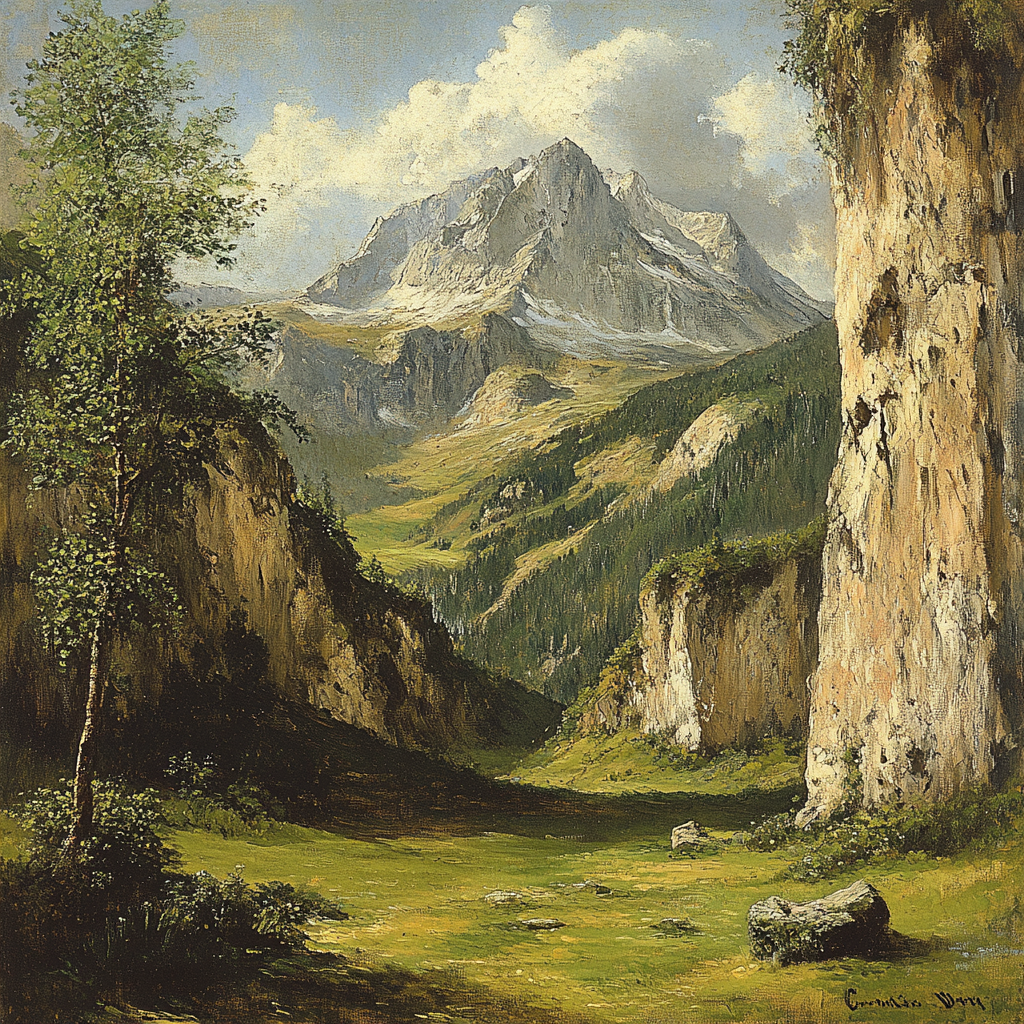 Gustave Courbet Inspired Rugged Landscape Number painting