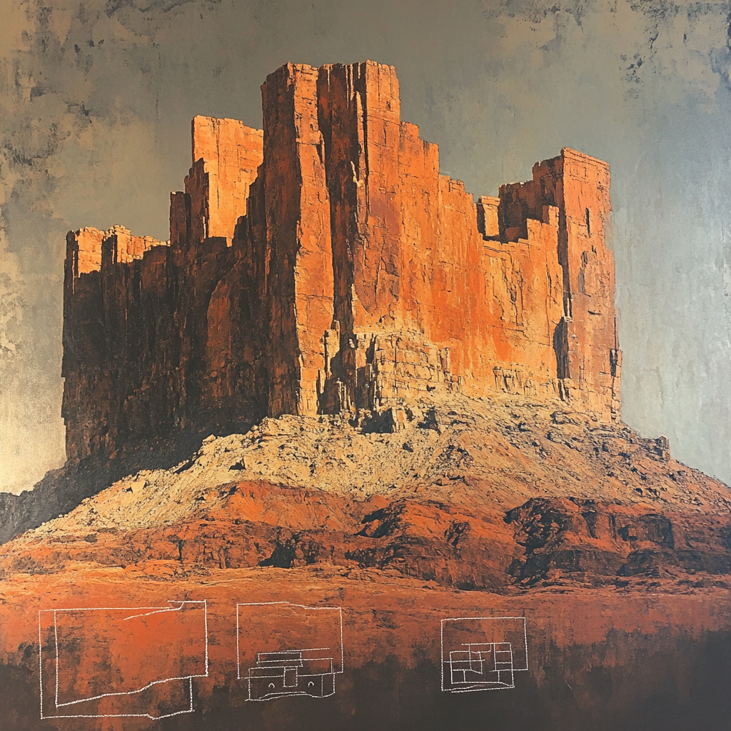 Michelangelo Inspired Desert Rock Fortress Number painting