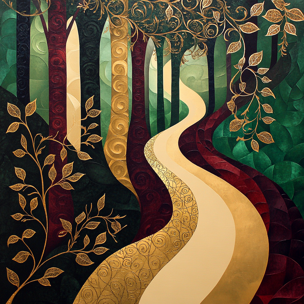 Gustav Klimt Inspired Ethereal Forest Harmony painting number kit