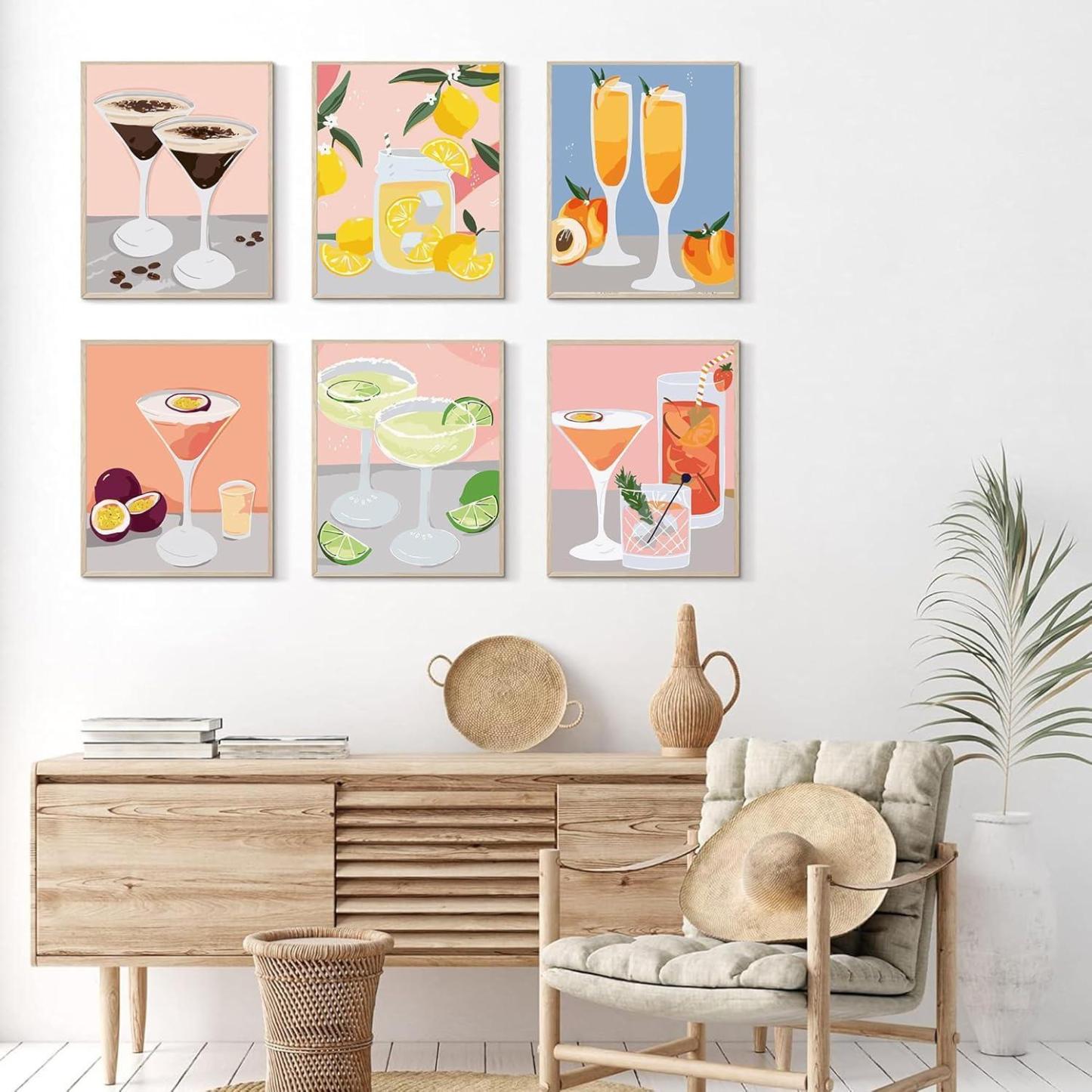 6 Pack Cocktail Paint By Numbers Kit