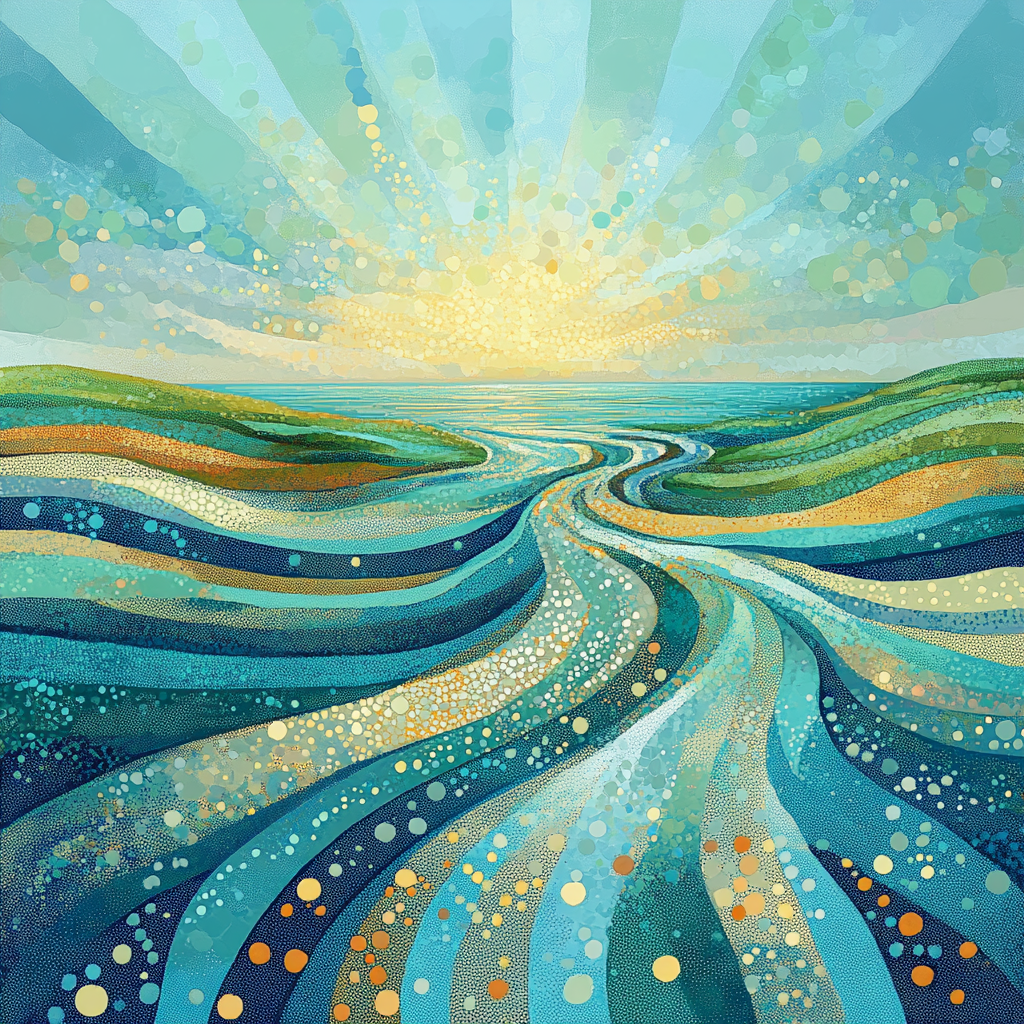 Georges Seurat Inspired Oceanic Tidal Symphony painting number kit