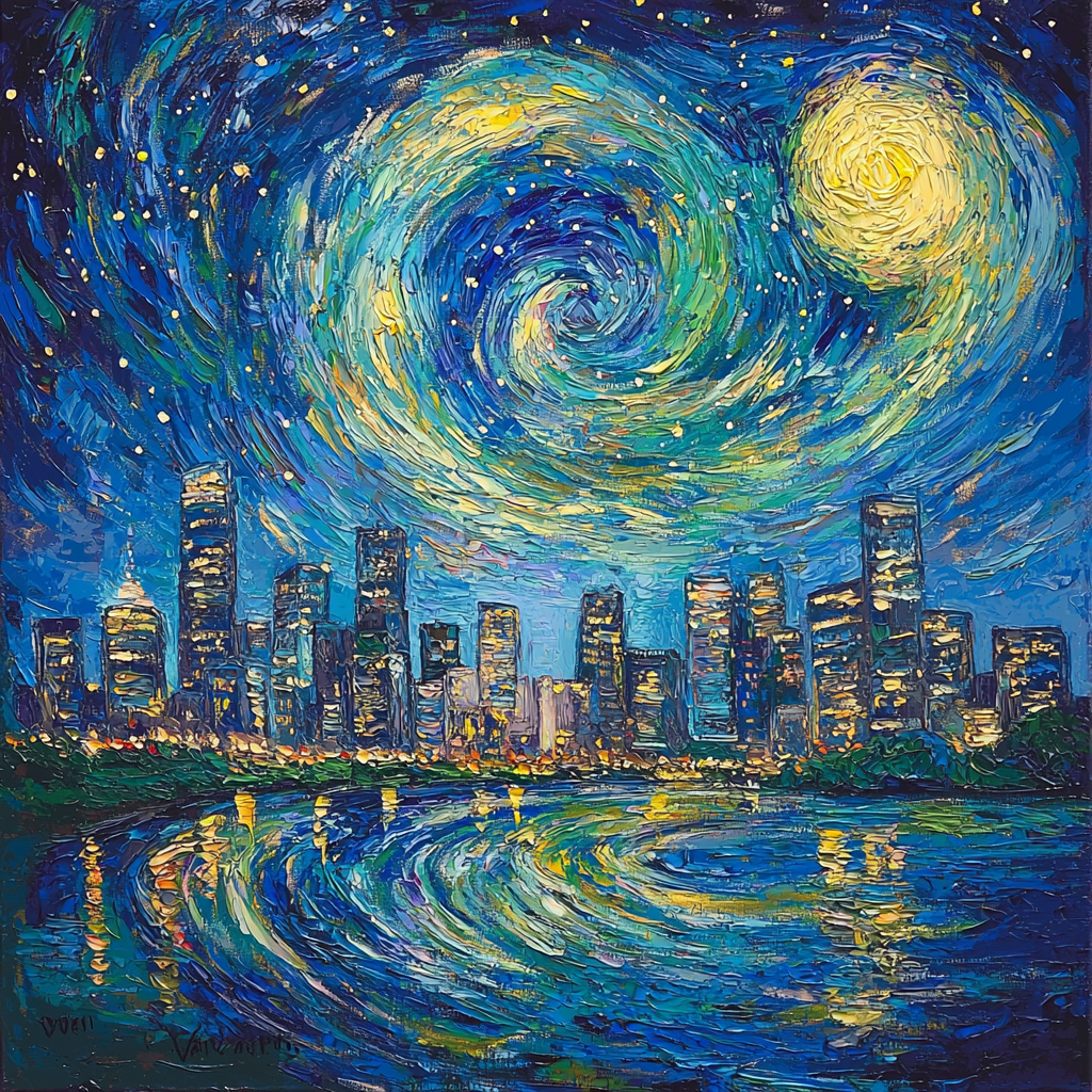 Vincent Van Gogh Inspired Starry City Lights DIY Paint By Numbers