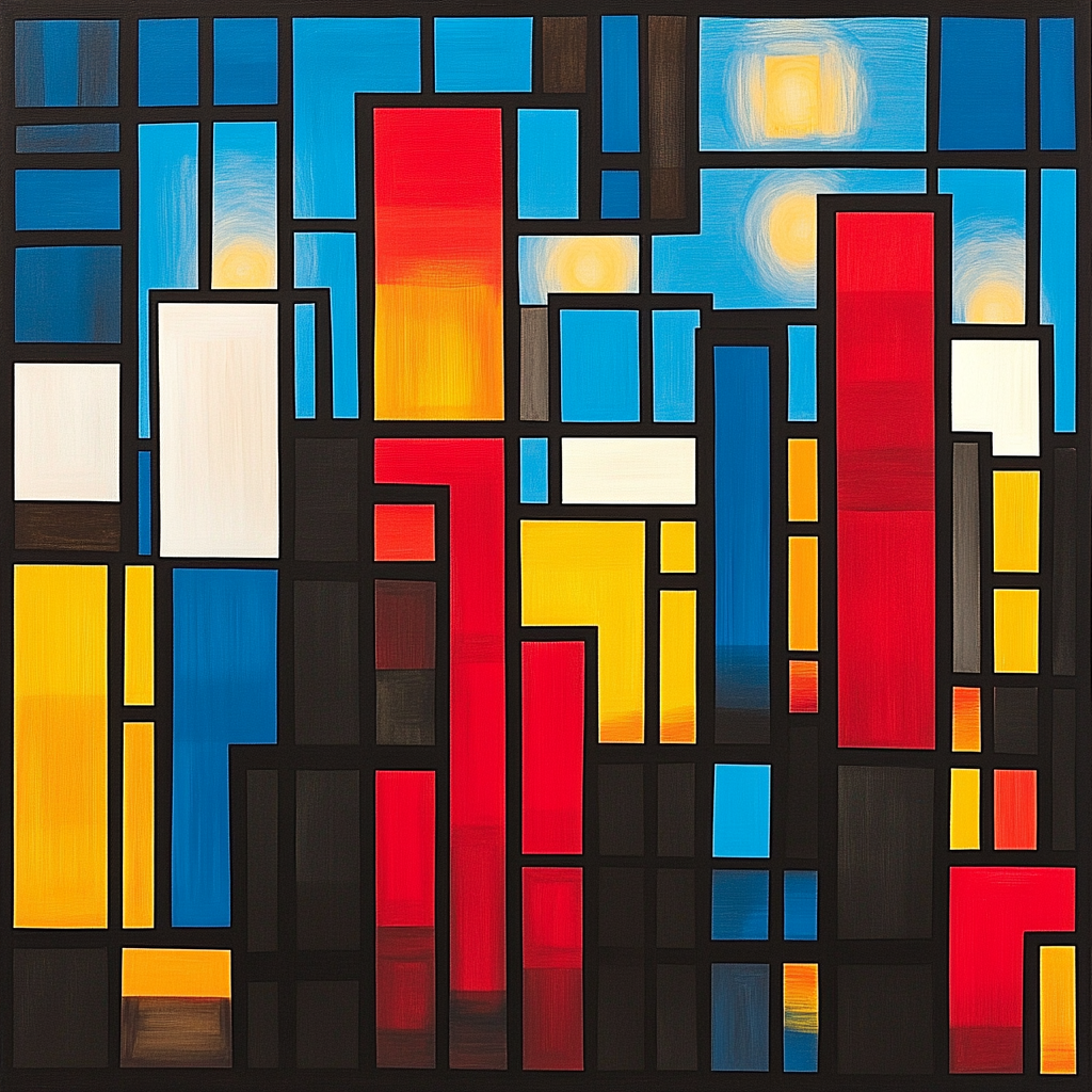 Mondrian Inspired Citylights Grid paint by numbers
