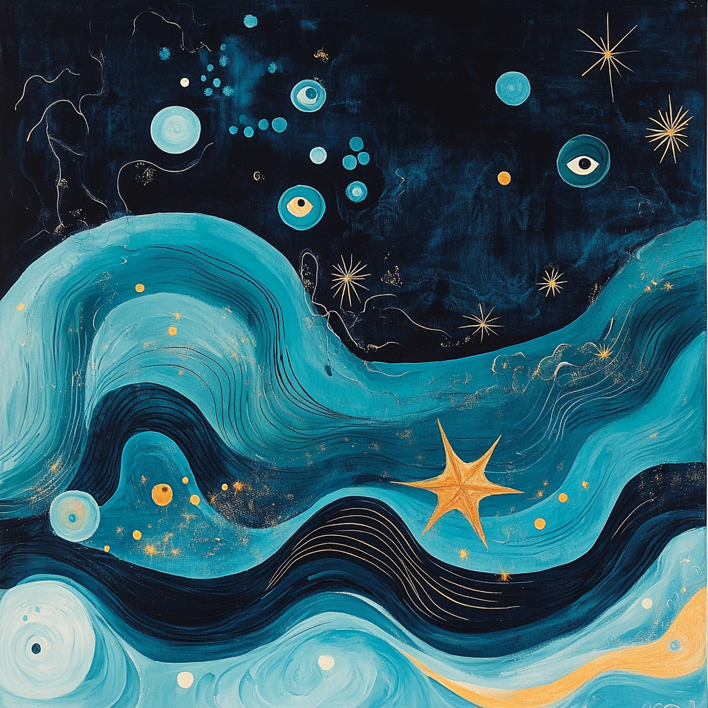 Joan Miró Inspired Oceanic Whimsy paint by color