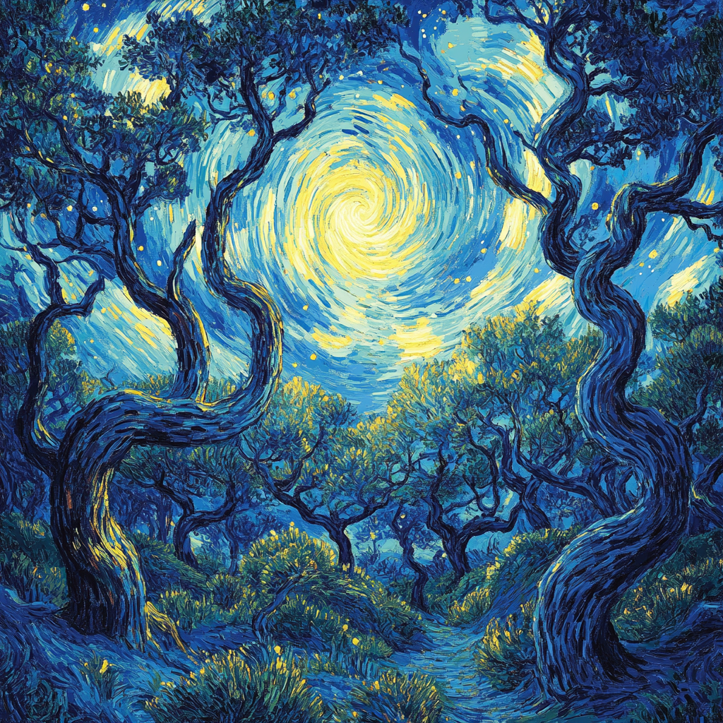 Van Gogh Inspired Starry Forest painting number kit