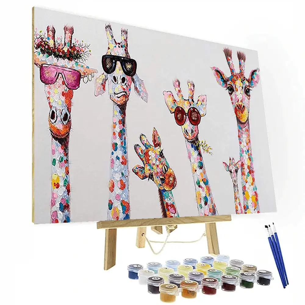 DIY Giraffe Paint By Numbers kit featuring vibrant colors for creative fun and artistic expression. Perfect for all skill ...