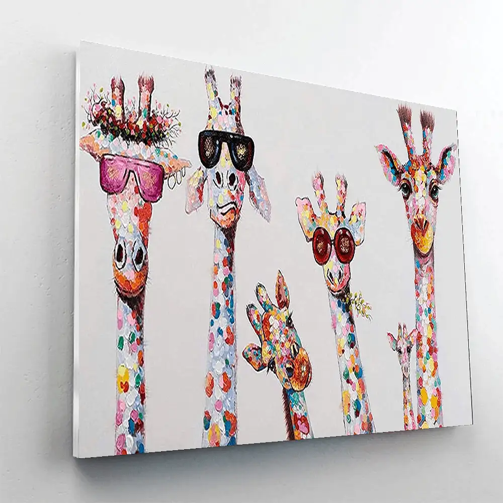 Colorful DIY giraffe paint by numbers kit for creative painting fun, suitable for all ages and skill levels.
