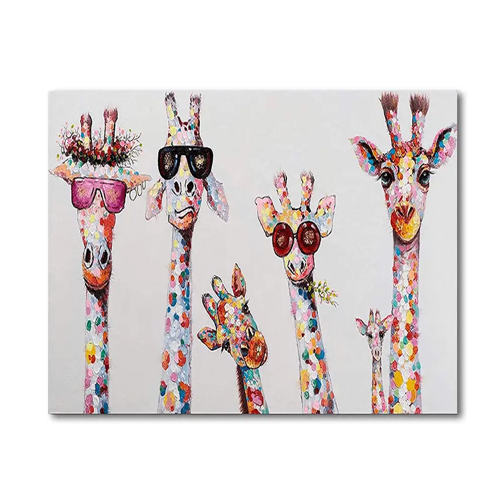 Giraffe paint by numbers kit for adults and kids, includes canvas, paints, and brushes for easy DIY art project.
