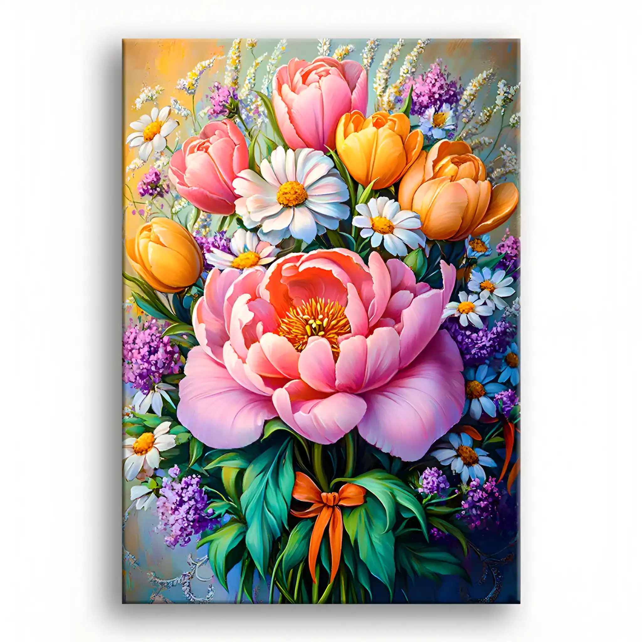 DIY flower painting kit featuring brushes, canvas, and vibrant colors for creative art projects at home.