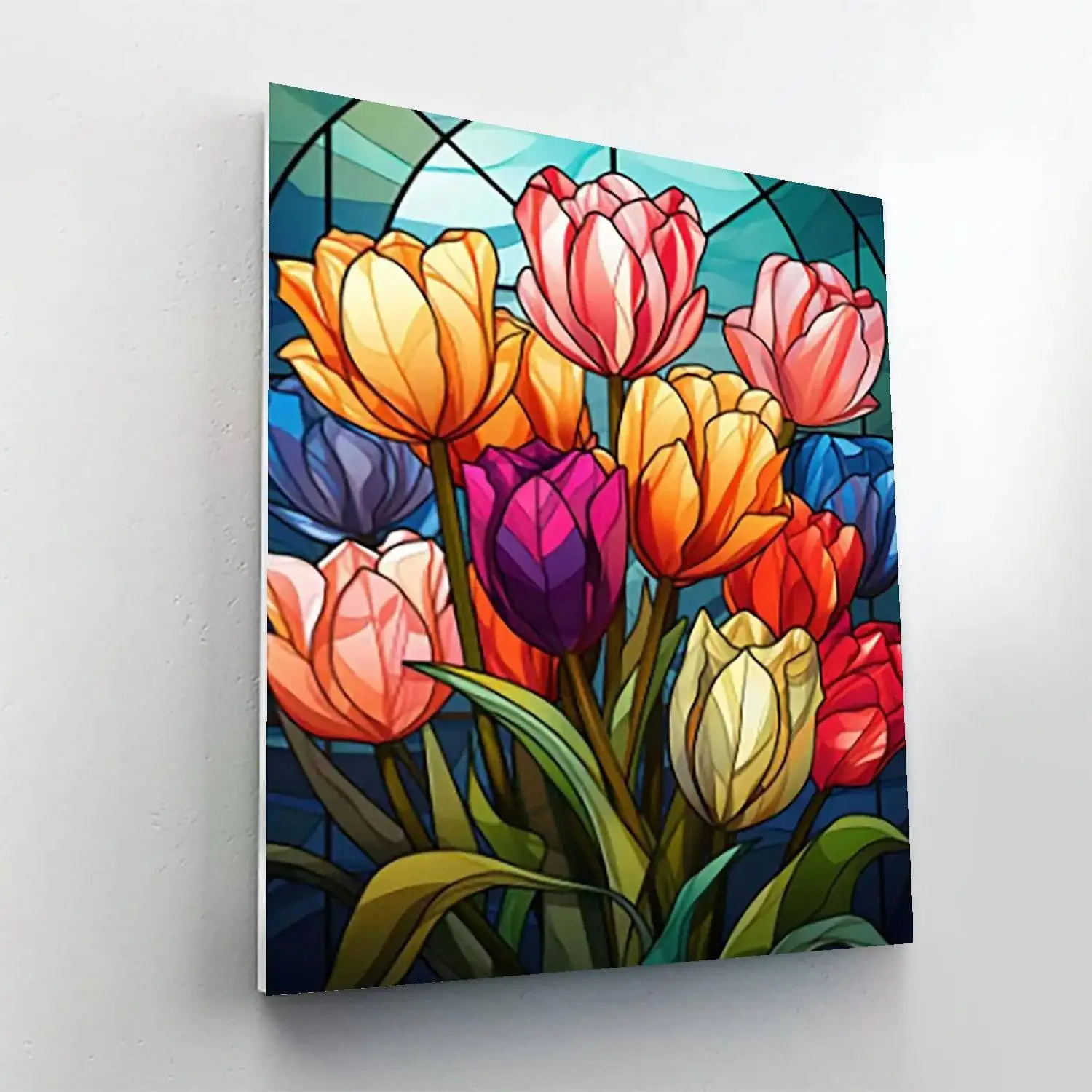Vibrant Tulips Mosaic Paint By Number Canvas Kit for artistic home decor and creative projects.