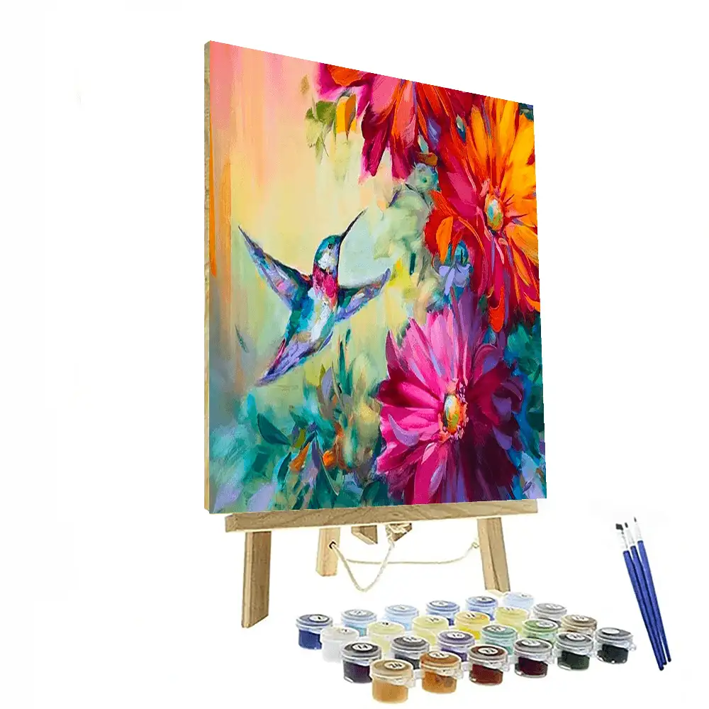 DIY hummingbird and flowers paint by numbers kit for creative painting enthusiasts, perfect for home decor and gifts.