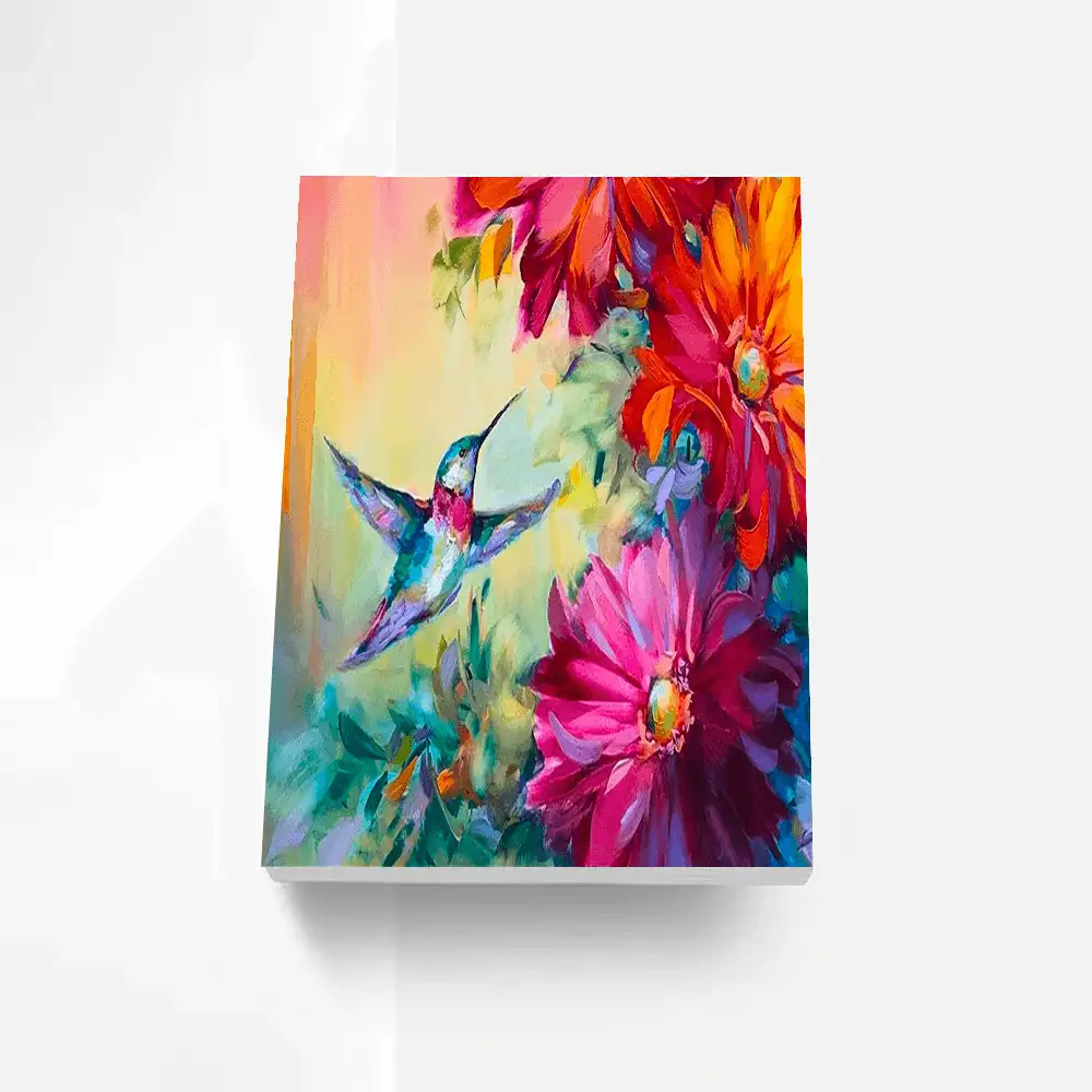DIY Hummingbird and Flowers Paint By Numbers Kit for adults, featuring vibrant colors and easy-to-follow design.