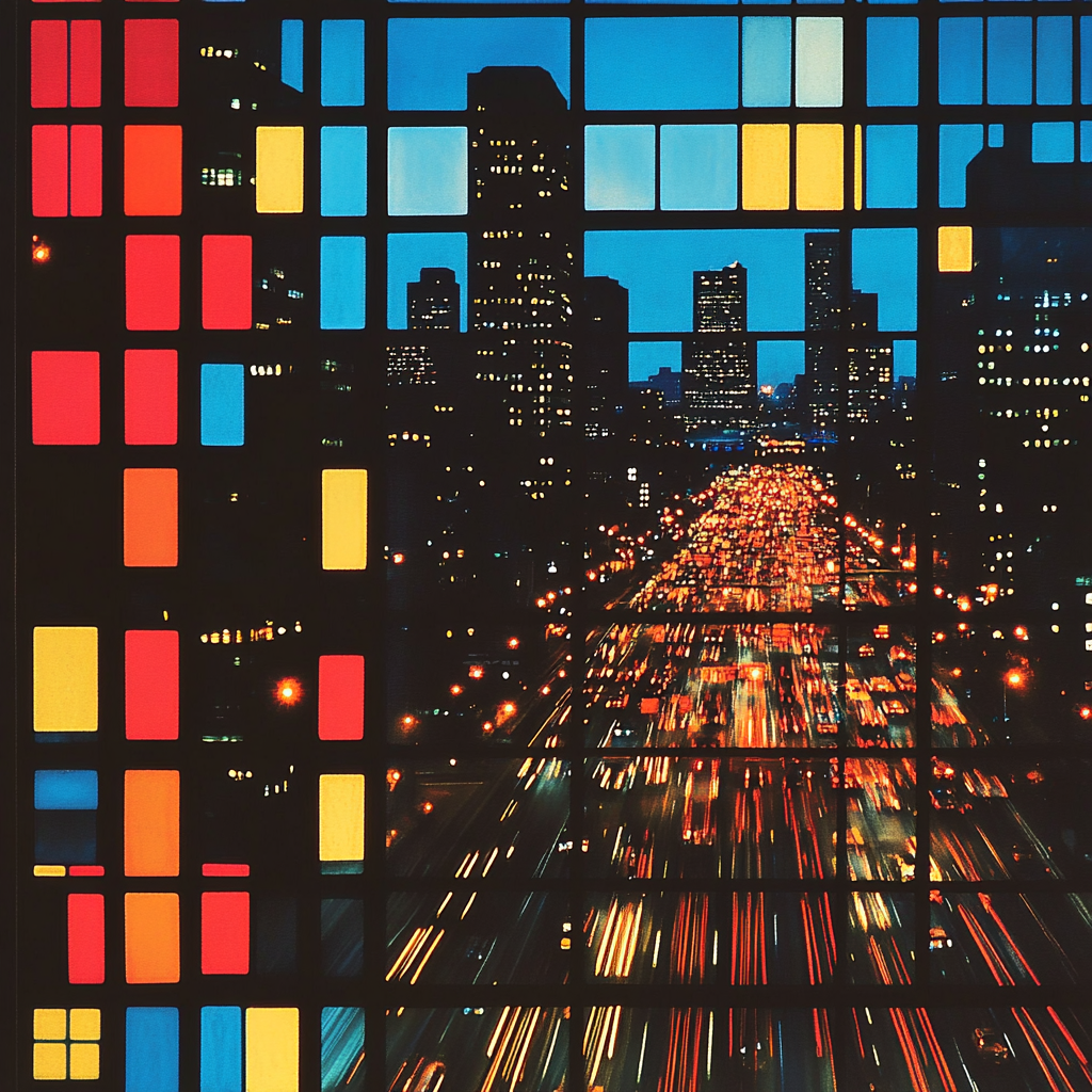 Piet Mondrian Inspired Citylights Paint by numbers art