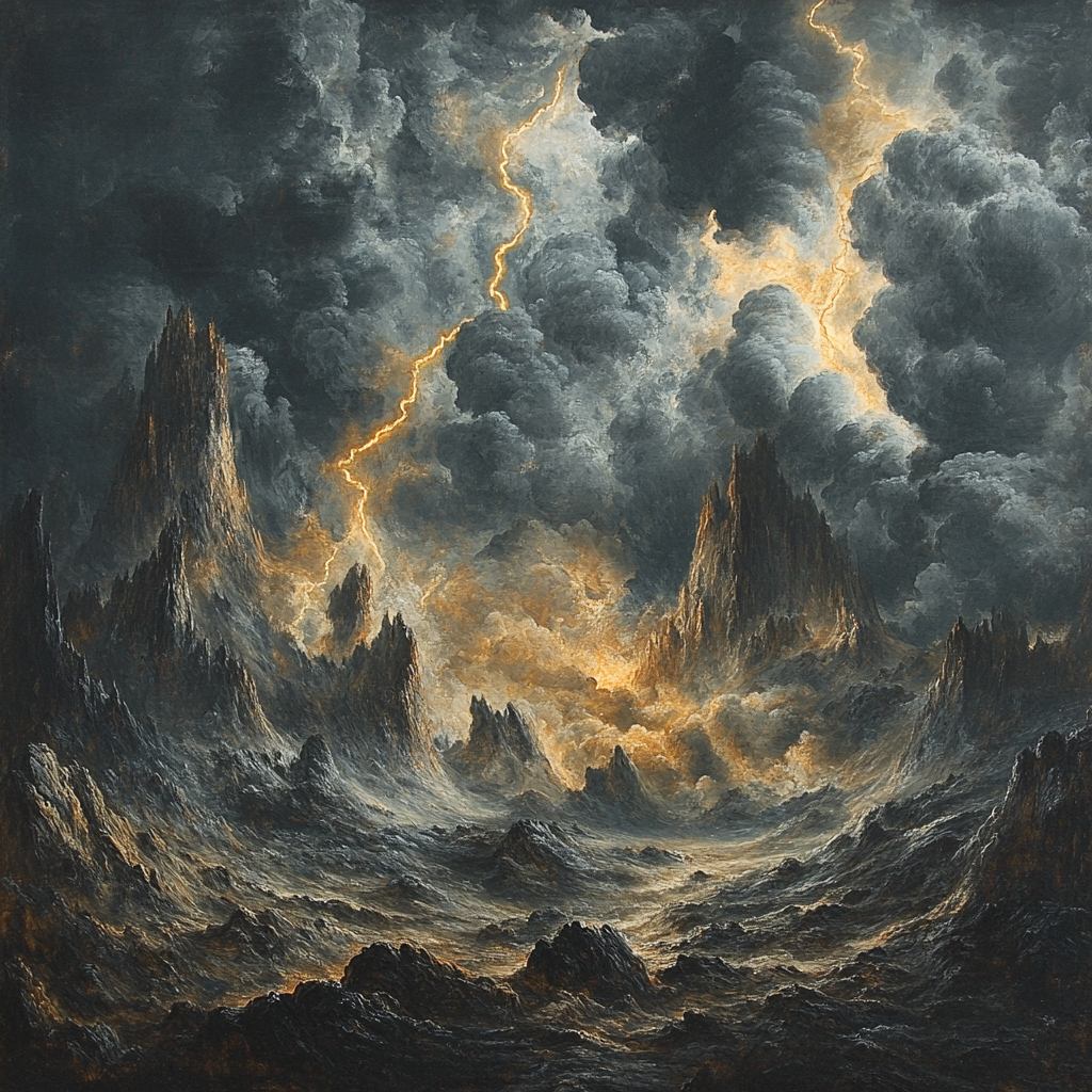 Francisco Goya Inspired Ashen Landscape Beneath Storm-Wrought Skies paint by number