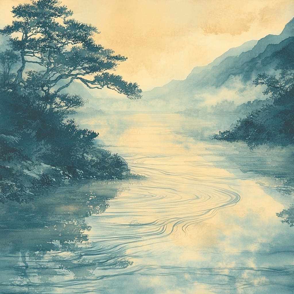 Zhao Mengfu Inspired Celestial River Rhythm Numbered painting kits