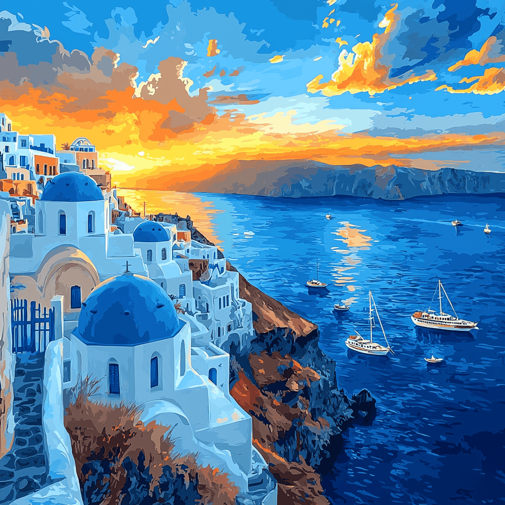 Santorini Caldera Paint By Color