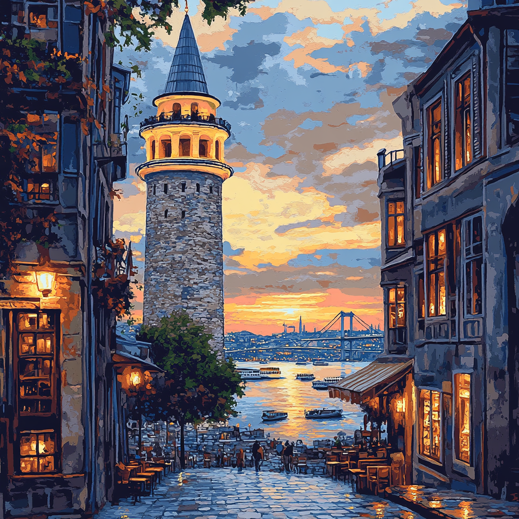Galata Tower View Istanbul Turkey paint by color