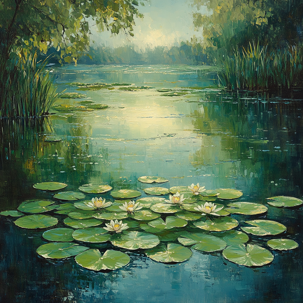 Claude Monet Inspired Morning Dew On Lilypads paint by number
