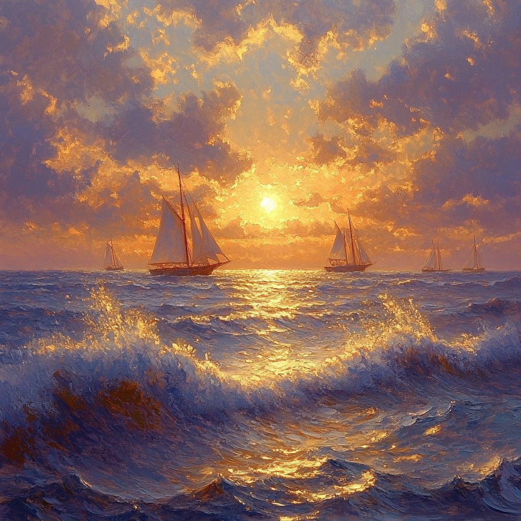 Turner Inspired Sea Sunset Paint by numbers art