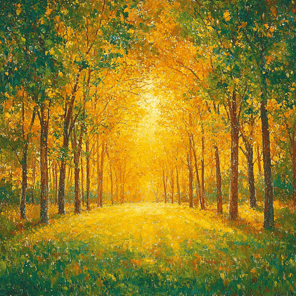 Georges Seurat Inspired Sunlit Forest Canopy Paint By Color