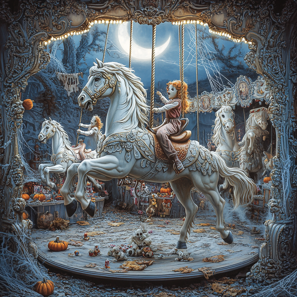 Midnight Carousel With Haunted Horses Paint by numbers kits