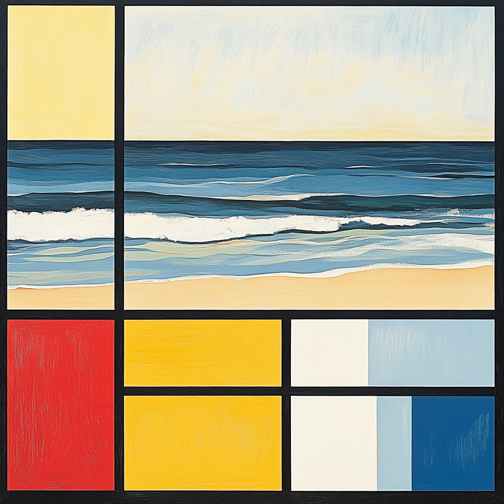 Piet Mondrian Inspired Geometric Beachscape Number painting