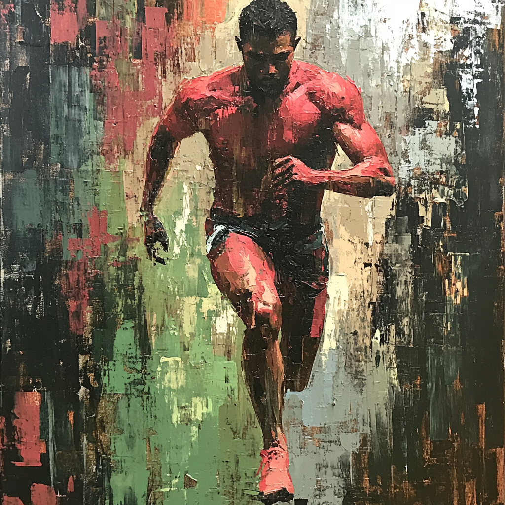 Francis Bacon Inspired Athlete In Motion paint by color