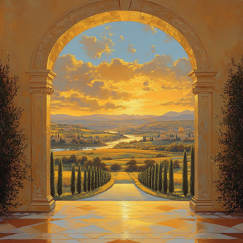 Raphael Inspired Golden Archway Of Harmony Number painting