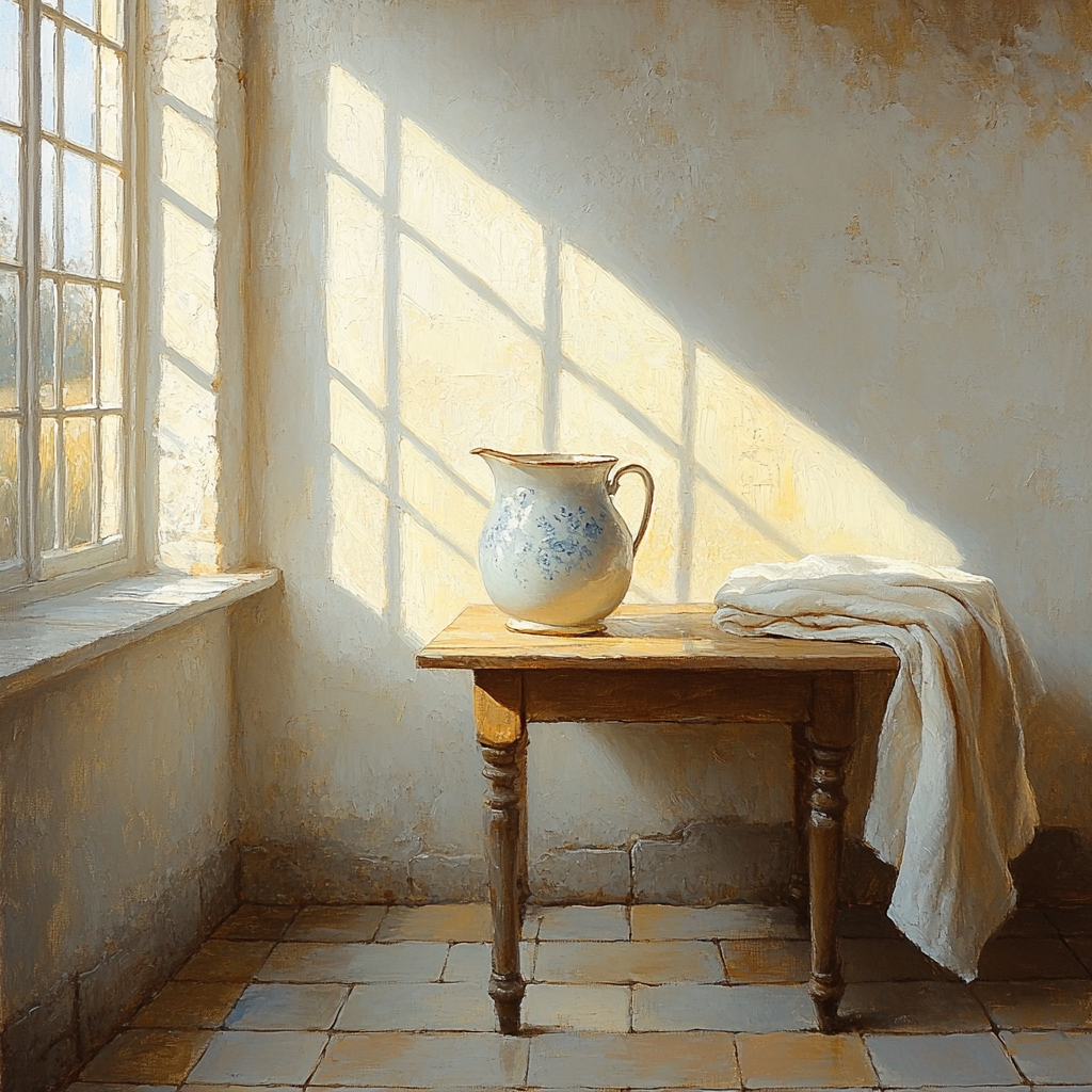 Johannes Vermeer Inspired Sunlit Window With Blue Jug Numbered painting kits