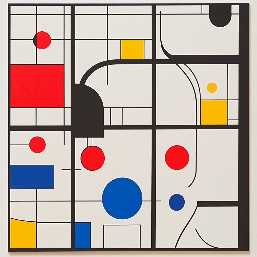 Piet Mondrian Inspired City Grid paint by color