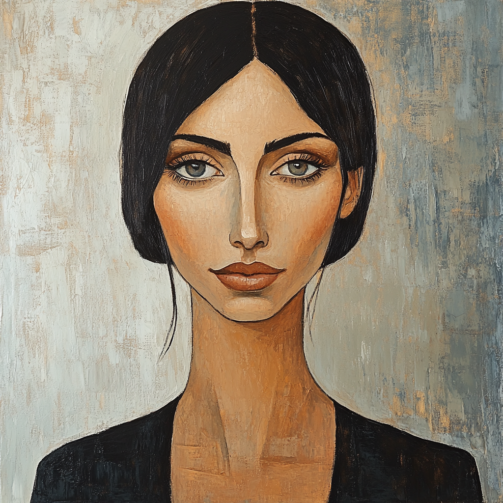 Amedeo Modigliani Inspired Graceful Female Portrait Number painting