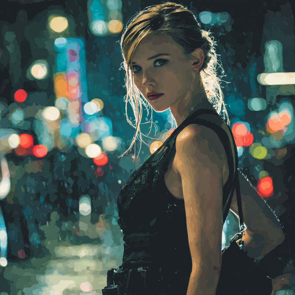 Scarlett Johansson: Velvet Shadow Of The Operative Number painting