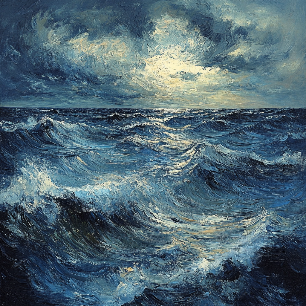 Edvard Munch Inspired Stormy Seascape Paint by numbers art
