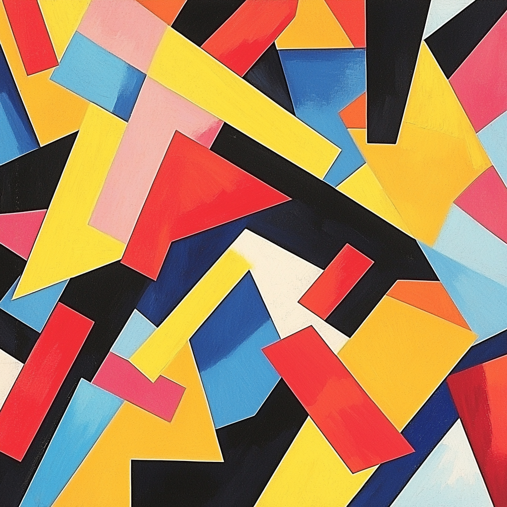 Kazimir Malevich Inspired Colorful Interplay Number Painting