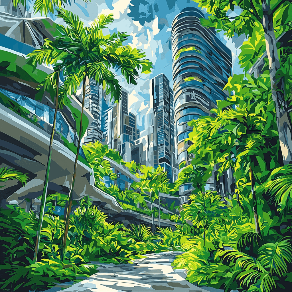 Hockney Inspired Futuristic Urban Jungle Painting Number Kit