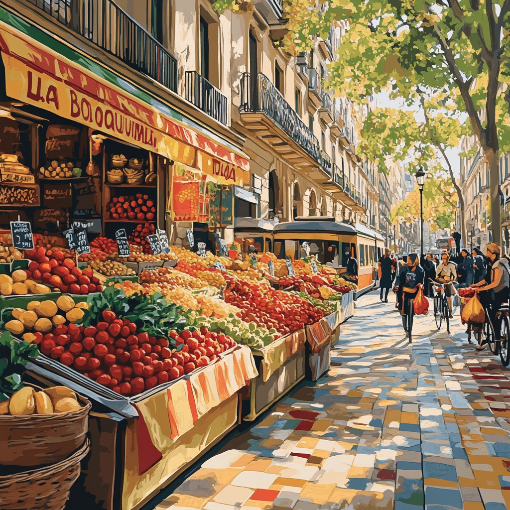 La Rambla And Boqueria Market Barcelona Spain Paint by numbers art