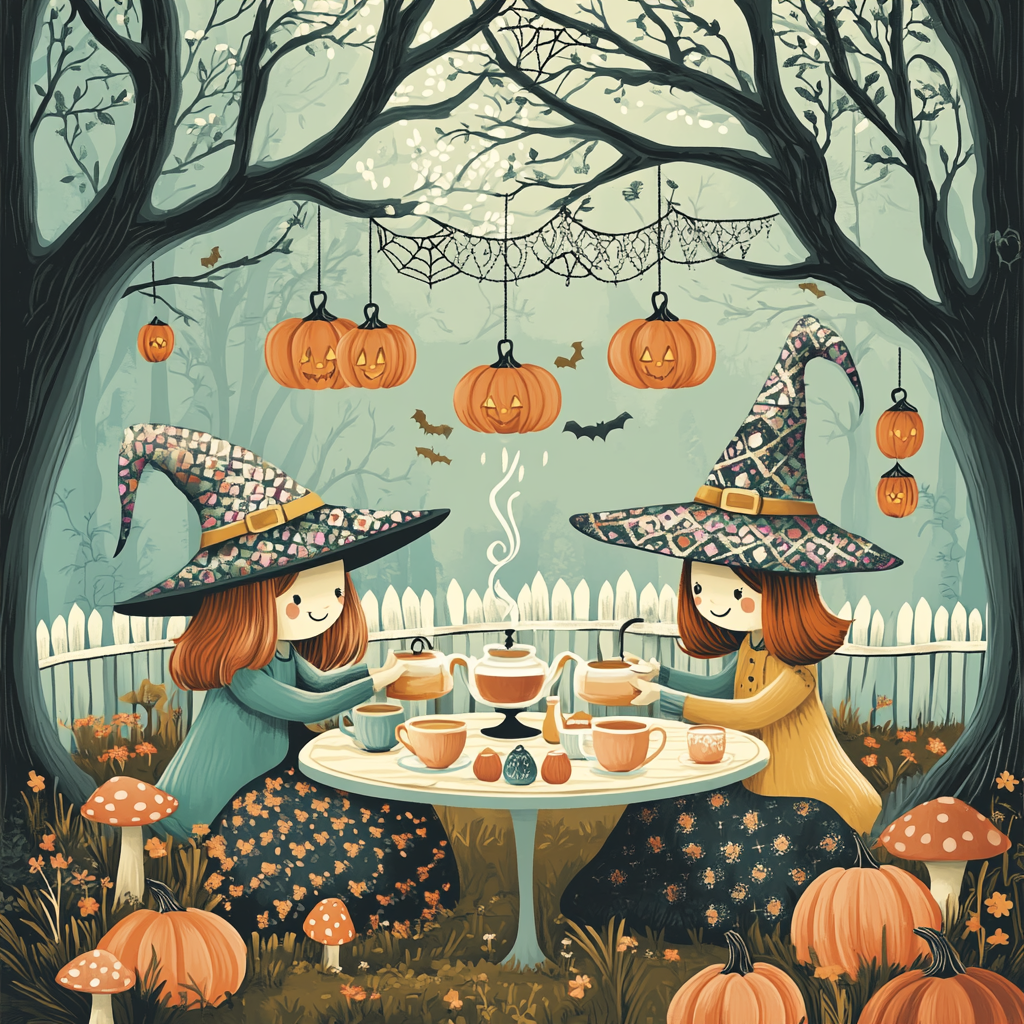Witch Hat Tea Party Under The Gossamer Trees DIY paint by numbers