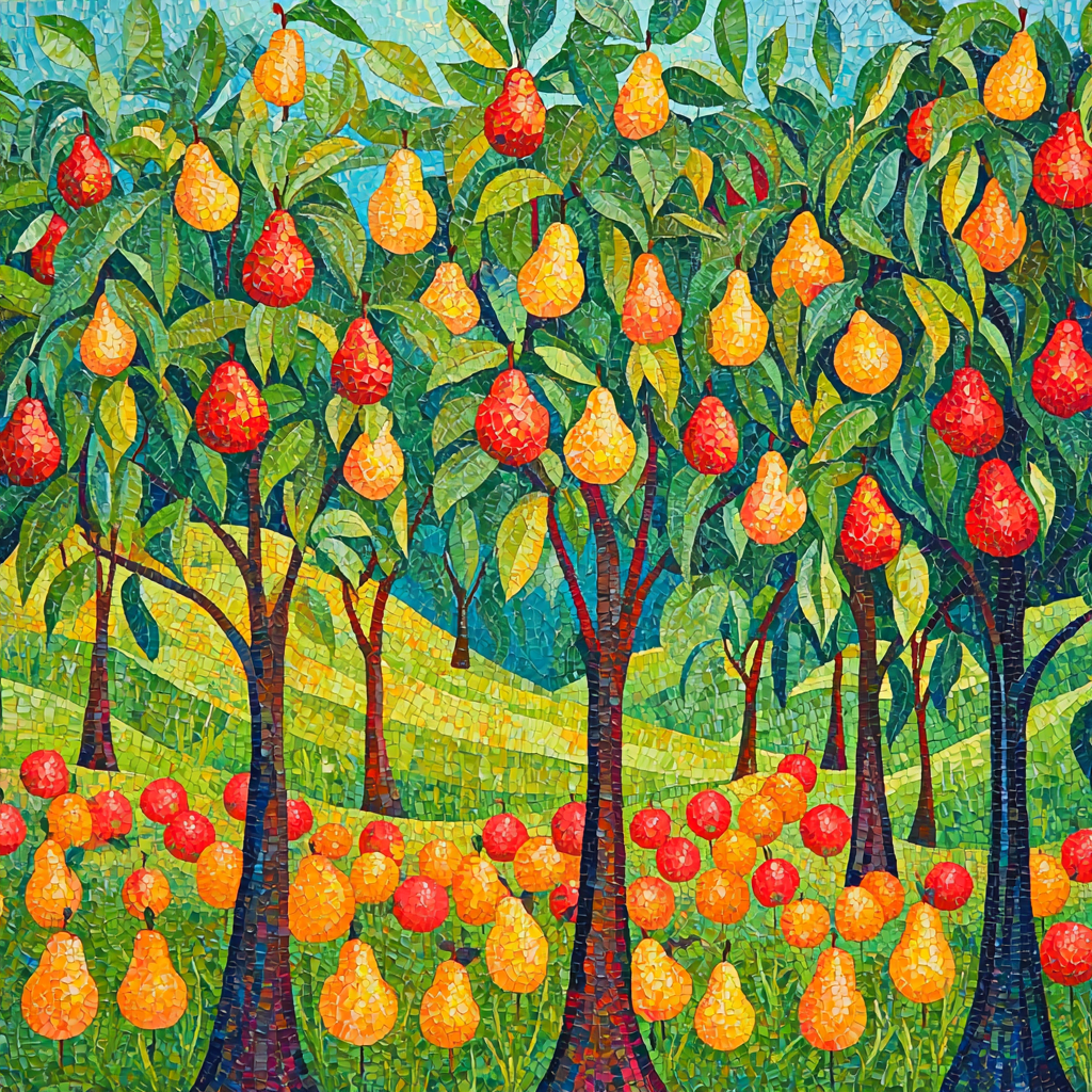 Henri Rousseau Inspired Vivid Colorful Orchards Number Painting