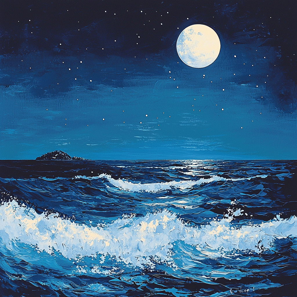 Utagawa Hiroshige Inspired Night's Gentle Waves Paint By Numbers