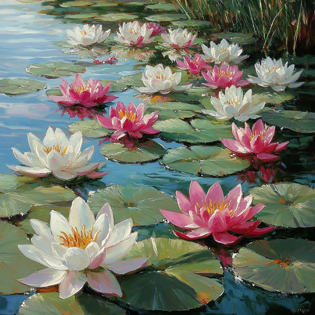 Claude Monet Inspired Springtime Waterlilies In Bloom paint by numbers